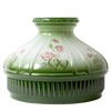Hand-molded glass oil lamp shade in soft green fading to white with delicate violet floral accents, perfect for Lamps & Lighting and Parts and Accessories collections.