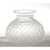 Clear glass oil lamp shade with diamond quilt pattern and scalloped rim, compatible with lamp shade rings, featured in Lamps & Lighting, Parts and Accessories, Lamp Shades, and Best Sellers collections.