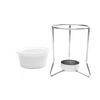 Set of 2 classic white ceramic butter warmers with metal stands designed to gently heat butter or delicate sauces, featured in Kitchen & Food, Storage and Serving, and Best Sellers collections.
