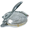 Heavy-duty cast aluminum tortilla press with a smooth lever handle for even dough pressing, featured in Kitchen & Food, Cookware, Baking Supplies, Best Sellers, and Promo Eligible collections.