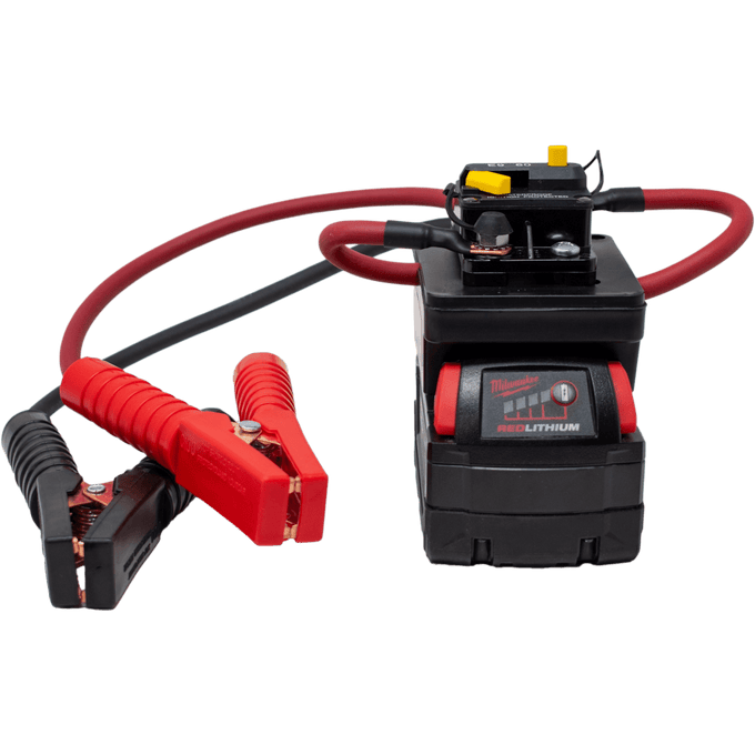 Compact portable jump start unit featuring heavy-duty clamps and a compatible battery pack, ideal for Farm, Garden & Tool and Hand Tools and Hardware collections.