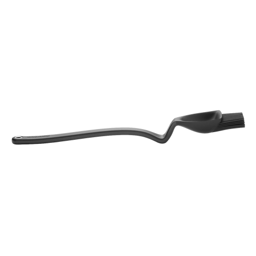 Flexible black basting brush with a deep scooping head and ergonomic handle, designed for grilling and cooking, ideal for Kitchen Gadgets and Grilling collections.