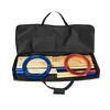 Portable carrying case opened to display disassembled wooden frame and posts with six tossing rings in red and blue, part of Toys, Books & Games and Lawn Games collections.