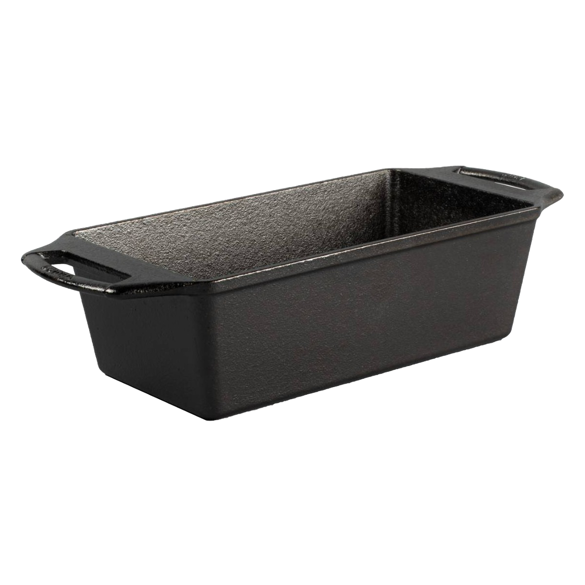 Rectangular cast iron loaf pan with dual handles, seasoned for even heat retention, handcrafted in USA, suitable for baking bread and included in Kitchen & Food and Cast Iron collections.