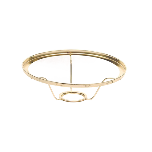 Brass-finished shade ring designed to secure a 10-inch diameter Aladdin glass lamp shade, crafted for durability and compatibility with vintage and modern lamps in lamps and lighting collections.