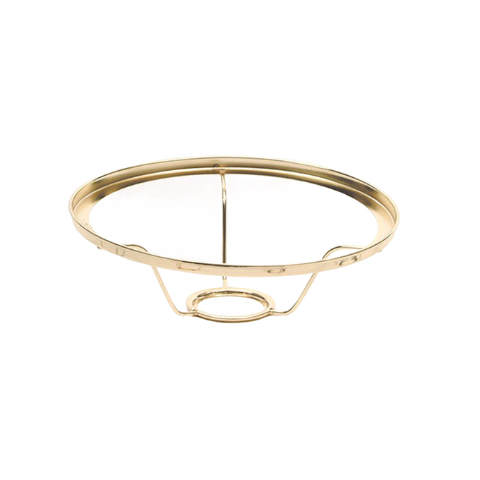 Brass-finished shade ring designed to secure a 10-inch diameter Aladdin glass lamp shade, crafted for durability and compatibility with vintage and modern lamps in lamps and lighting collections.
