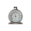 Round stainless steel oven thermometer with clear black and red temperature markings in Fahrenheit and Celsius, designed for accurate cooking and baking temperature checks in Kitchen & Food collections.