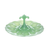 Unique handcrafted milk glass egg plate in soft green with an elegant central handle, ideal for Kitchen & Food, Storage and Serving, USA Made, Best Sellers, and Promo Eligible collections.