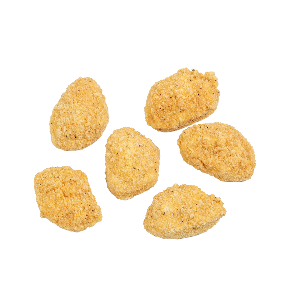 Six golden freeze-dried chicken nuggets with a crispy texture, ideal for long-term storage; featured in Kitchen & Food, Freeze Dried, USA Made, and Best Sellers collections.