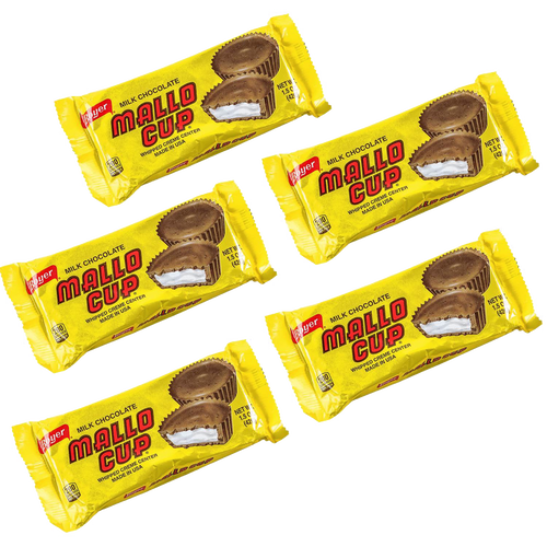 Five-pack of handcrafted milk chocolate cups with whipped marshmallow and coconut filling, gluten-free and made in USA, featured in Kitchen & Food, Candy, USA Made, Best Sellers, and Promo Eligible collections.