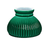 Handcrafted American-made green ribbed glass lamp shade with a smooth, sprayed dark green finish, designed for oil lamps, featured in Lamps & Lighting and Lamp Shades collections.