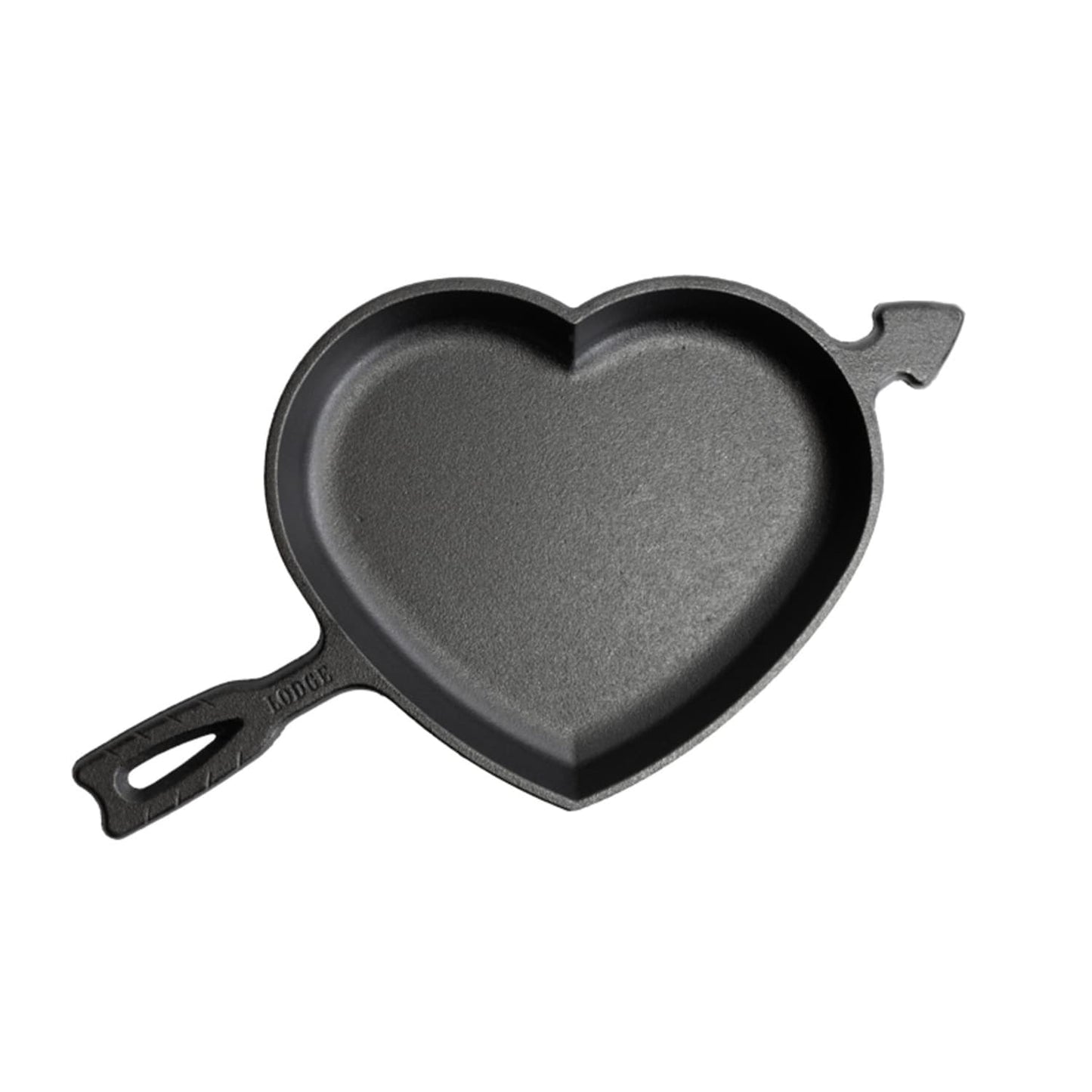 Handcrafted cast iron heart-shaped skillet with arrow detail, made in USA, perfect for baking and cooking unique meals, featured in Kitchen & Food, Cookware, Cast Iron, and Best Sellers collections.