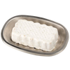 Handcrafted white jewelweed soap bar with a textured surface, resting on a simple metal soap dish, featured in Health & Wellness and USA Made collections.