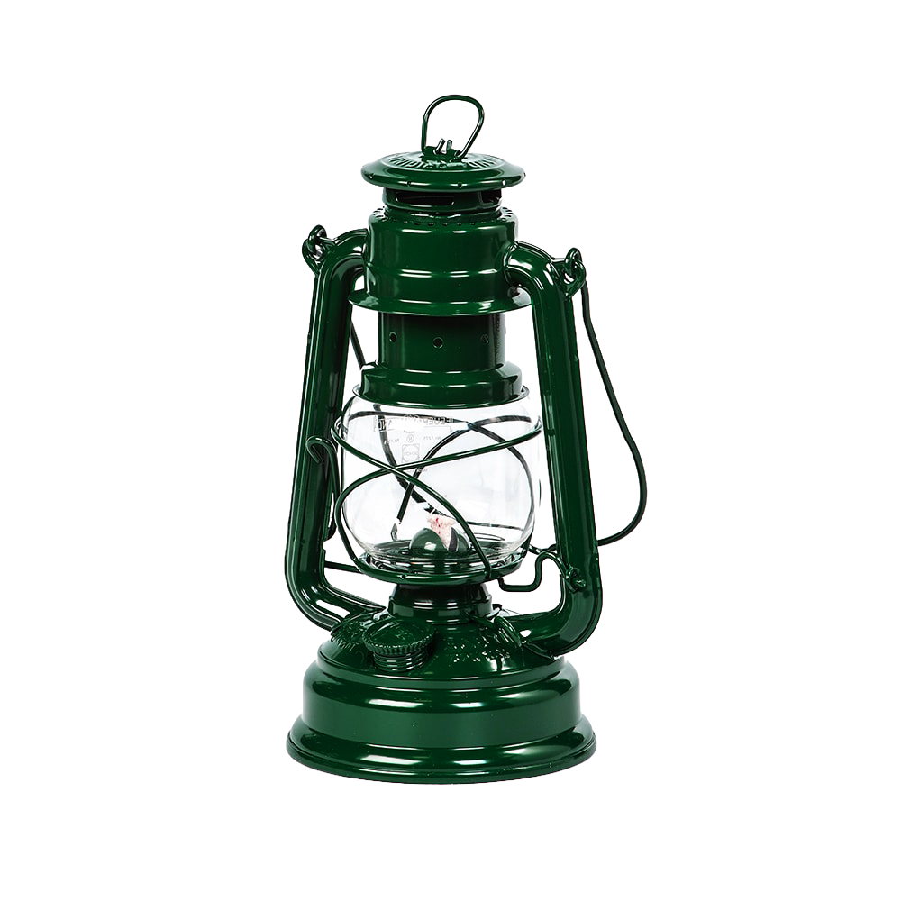 Handcrafted dark green galvanized oil lantern with thermal heat-resistant SUPRAX globe, designed for durable illumination in Lamps & Lighting, Camping, and Emergency Supplies collections.