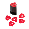 Black and red coffee stencil set with six interchangeable pattern designs and a holder for decorating cappuccinos, featured in Kitchen & Food, Brewing Coffee and Tea, and Kitchen Gadgets collections.