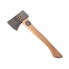 Lightweight handcrafted belt axe with hand-tempered steel head and smooth 15" hickory handle, Amish made in USA, ideal for camping, farm, garden, and wood cutting tasks.
