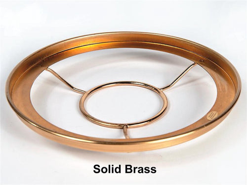 Solid brass shade ring holder designed for secure attachment of glass shades on burners, handcrafted and featured in Lamps & Lighting, Parts and Accessories, Shade Rings and Holders, Best Sellers, and Promo Eligible collections.