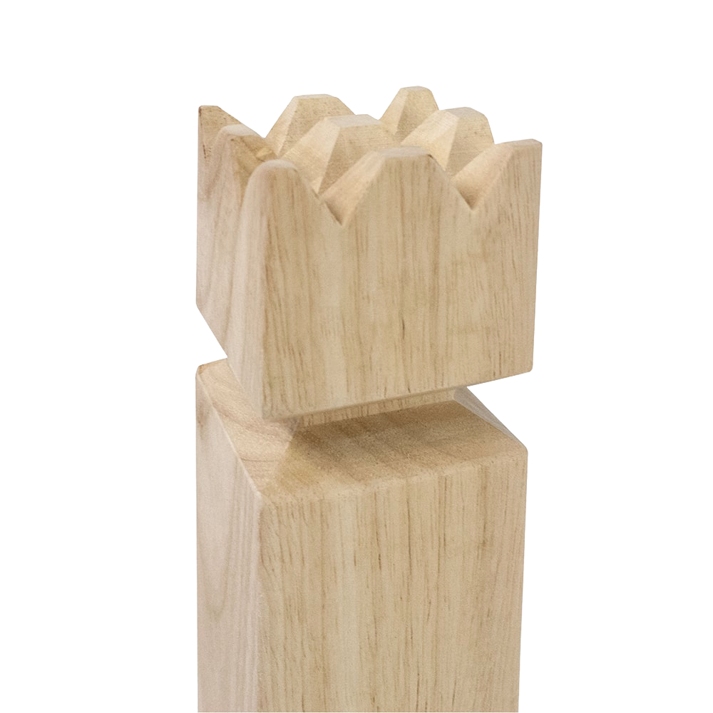 Handcrafted wooden king block with a natural finish, designed as part of a premium Kubb yard game set for outdoor family fun, featured in Toys, Books & Games and Lawn Games collections.