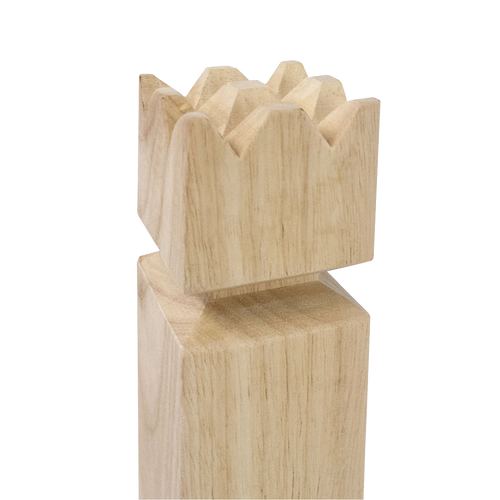 Handcrafted wooden king block with a natural finish, designed as part of a premium Kubb yard game set for outdoor family fun, featured in Toys, Books & Games and Lawn Games collections.