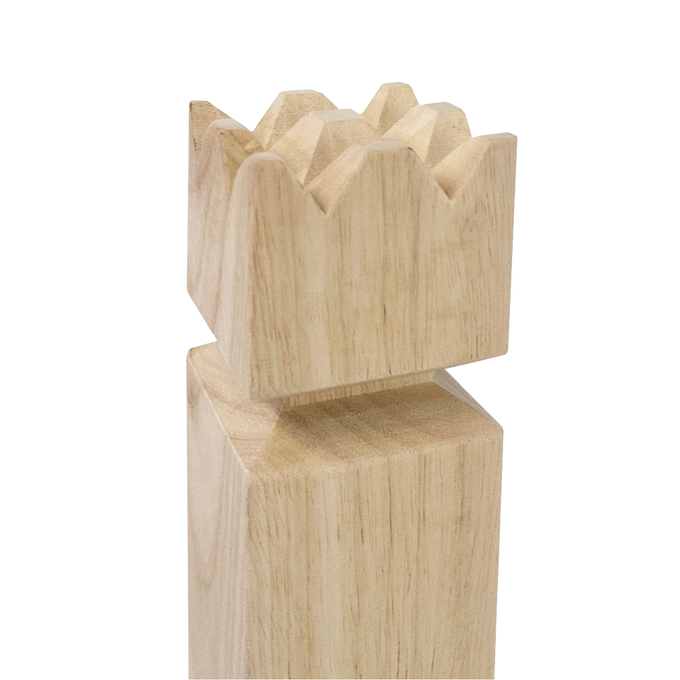 Handcrafted wooden king block with a natural finish, designed as part of a premium Kubb yard game set for outdoor family fun, featured in Toys, Books & Games and Lawn Games collections.