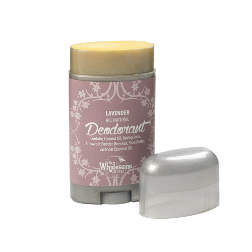 Handcrafted all-natural lavender deodorant stick made with coconut oil, baking soda, arrowroot powder, beeswax, and shea butter, made in USA, in Health & Wellness and Grooming collections.