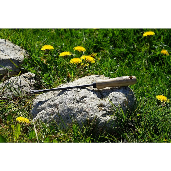 Handcrafted DeWit dandelion weeder with a super strong heavy duty ash wood handle and flat metal arm, great for Farm, Garden & Tool, Digging and Cultivating, and Garden Accessories collections.