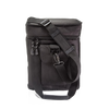 Black ripstop fabric transport bag with reinforced walls and bottom, featuring adjustable removable shoulder strap and front pocket, designed for camping and farm use.