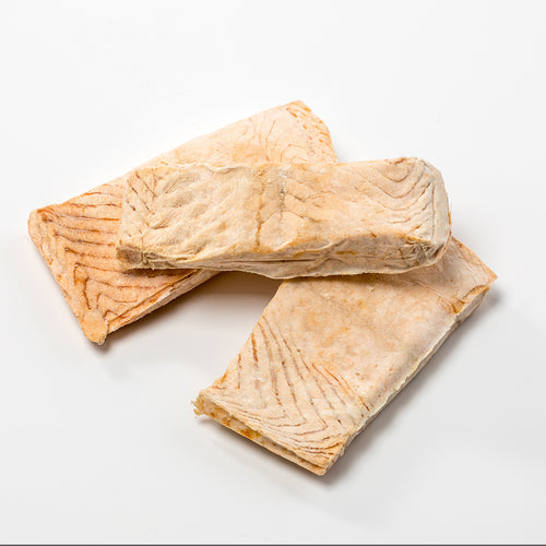 Three light tan freeze-dried salmon fillets with visible skin texture, perfect for Farm, Garden & Tool, Kitchen & Food, Emergency Supplies, and Freeze Dried collections, USA made.