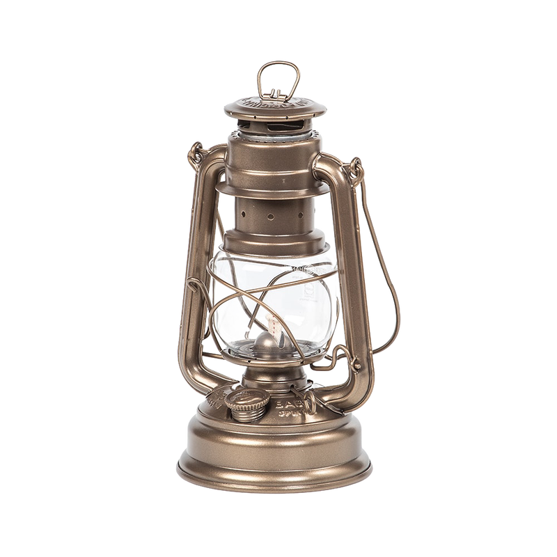 Galvanized oil lantern with clear heat-resistant thermal globe and protective metal frame, designed for reliable use in camping, emergency supplies, and outdoor lighting collections.