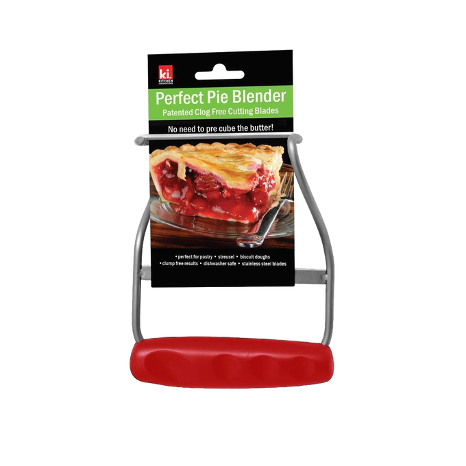 Perfect Pie Blender with clog-free stainless steel blades and ergonomic red handle, designed for easy mixing of pastry and dough, featured in Kitchen & Food, Baking Supplies, and Cooking Helpers collections.