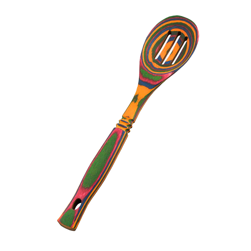 Colorful pakkawood slotted spoon with a sturdy design and vibrant patterns, handcrafted for durability and ideal for Kitchen & Food, Kitchen Gadgets, Cooking and Baking Helpers, Storage and Serving, and Best Sellers collections.