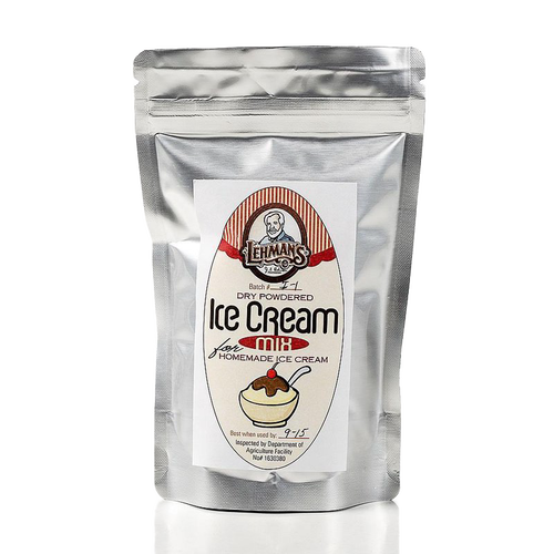 Silver resealable pouch of handcrafted powdered ice cream mix made in USA, featured in Kitchen & Food, Dry Goods and Mixes, Specialty Equipment, Making Ice Cream, Best Sellers, and Promo Eligible collections.