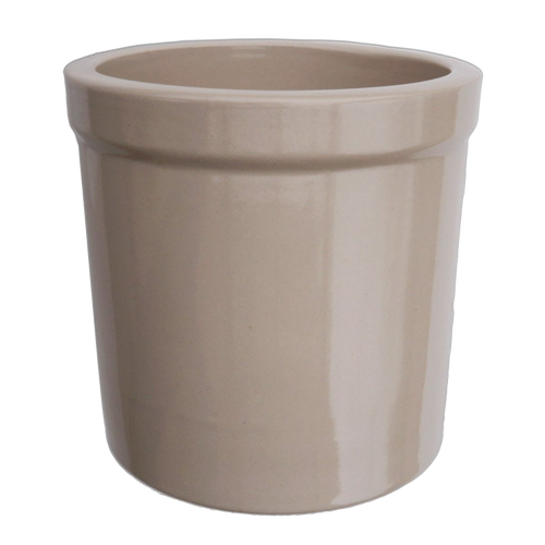 Neutral-colored stoneware utility crock with a smooth, glossy surface and wide opening, handcrafted Amish made, perfect for Kitchen & Food, Food Preservation, and Fermenting and Pickling collections.