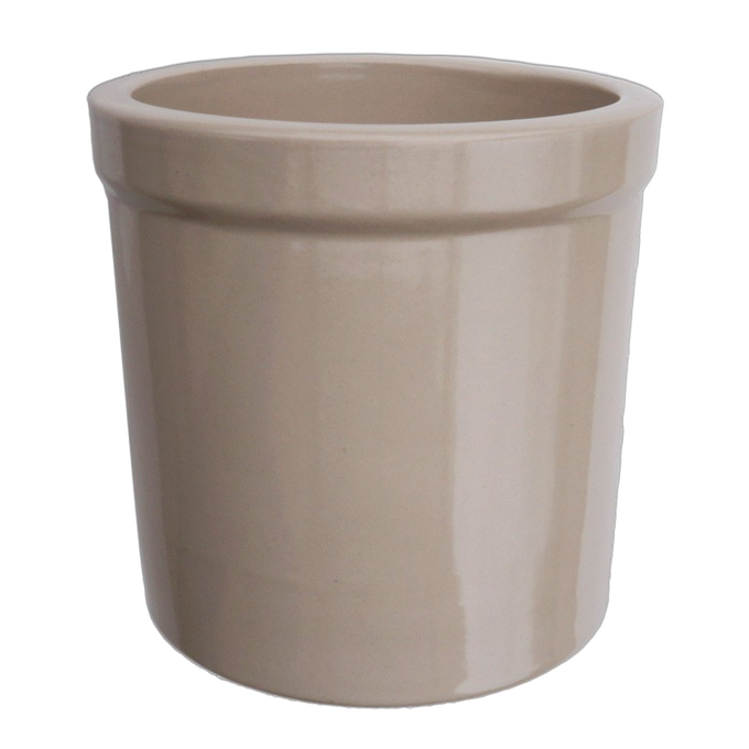 Neutral-colored stoneware utility crock with a smooth, glossy surface and wide opening, handcrafted Amish made, perfect for Kitchen & Food, Food Preservation, and Fermenting and Pickling collections.