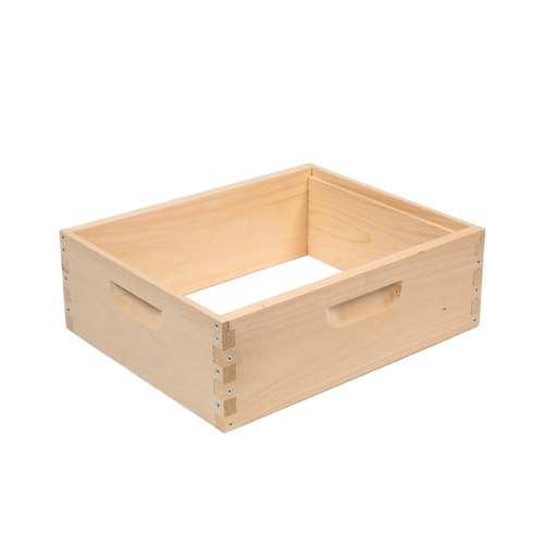 Handcrafted wooden bee box frame with smooth natural finish and built-in handles, Amish made in USA, perfect for beekeeping and farm garden use, part of best sellers collection.