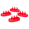 Set of four red plastic potato feet with prongs, designed for standing potatoes upright to ensure even cooking in microwave, featured in Kitchen & Food and Kitchen Gadgets collections.