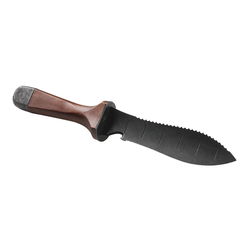 Garden hand tool with a heat-treated stainless steel serrated blade and smooth wooden handle, designed for digging and cultivating, featured in Farm, Garden & Tool and Best Sellers collections.