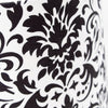 Close-up of an elegant black damask pattern on a white cloth lamp shade designed for Aladdin oil lamps, featured in Lamps & Lighting, Parts and Accessories, Lamp Shades, and Best Sellers collections.
