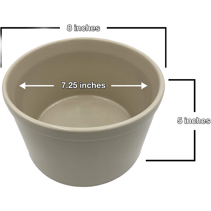 Cream-colored stoneware crock with smooth finish, 7.25-inch diameter and 5-inch height, handcrafted for Kitchen & Food, Food Preservation, Fermenting and Pickling, and Best Sellers collections.