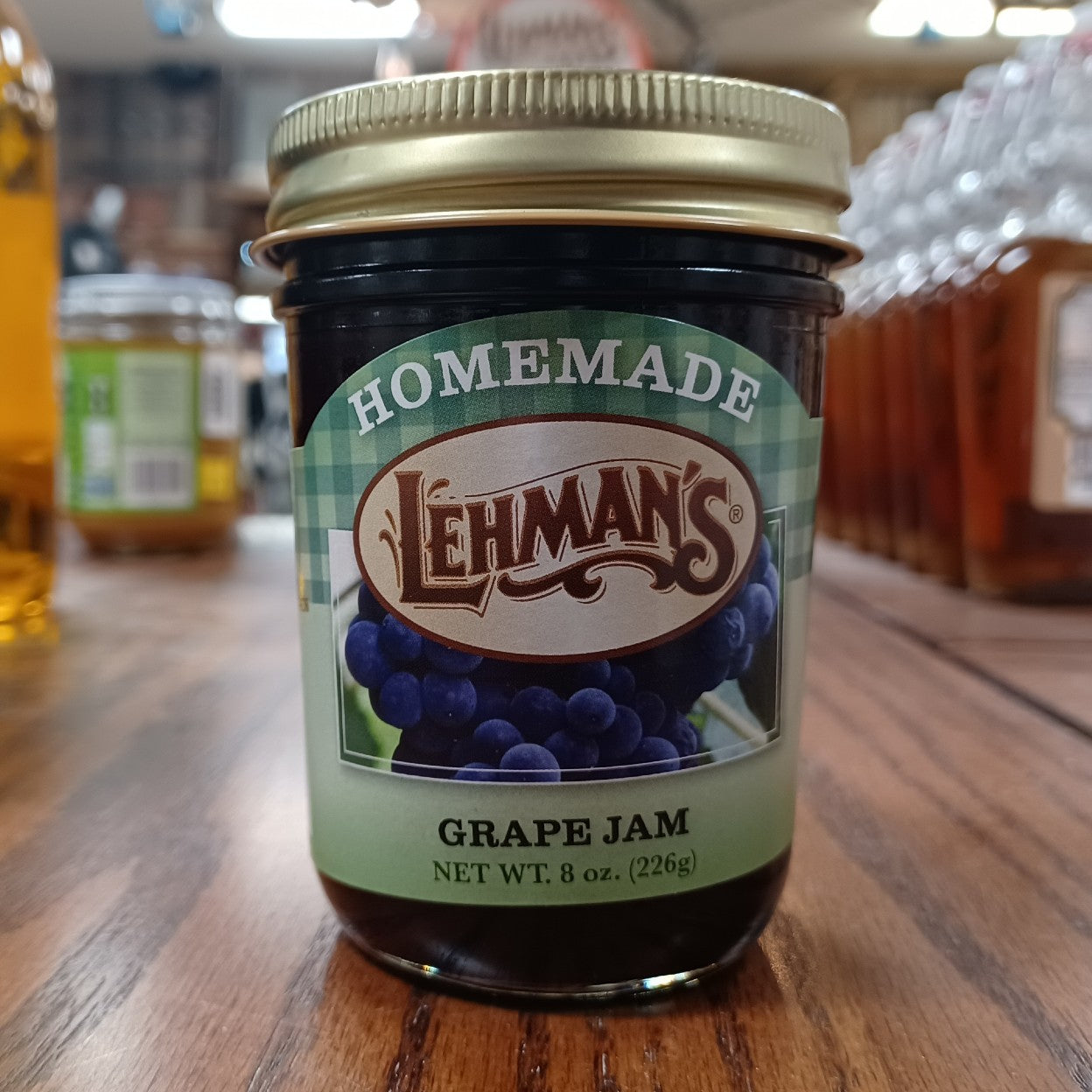 Handcrafted Lehman's grape jam in an 8 oz jar made with all-natural ingredients, Amish made in USA, perfect for Kitchen & Food, Pantry, Peanut Butter & Jellies, USA Made, and Best Sellers collections.