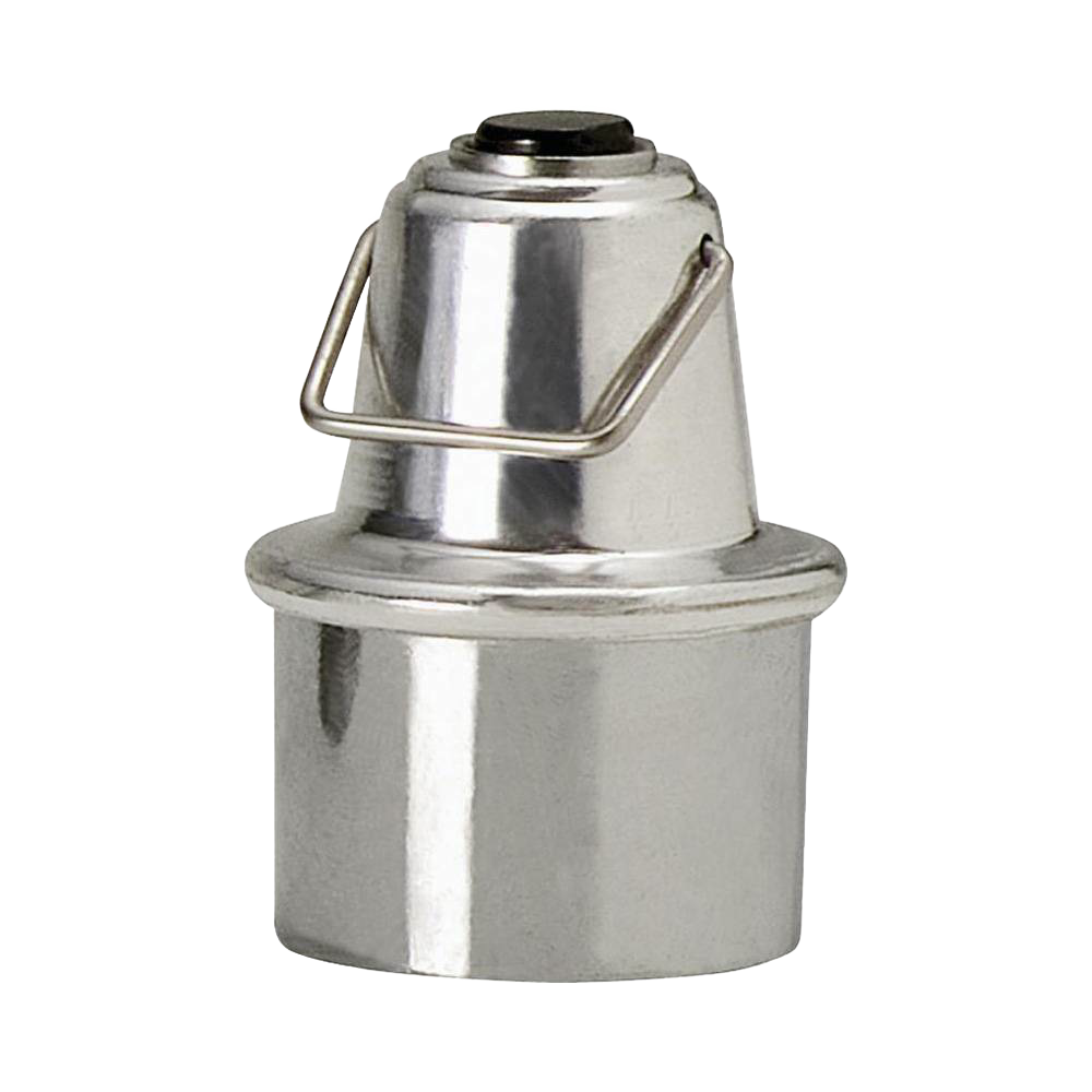 Metal pressure indicator for Presto pressure cookers with a polished silver finish and metal handle, designed for food preservation and canning accessories.