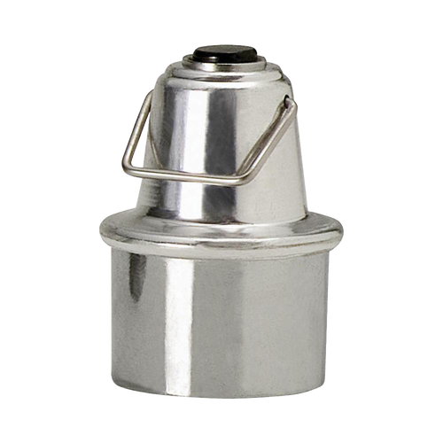 Metal pressure indicator for Presto pressure cookers with a polished silver finish and metal handle, designed for food preservation and canning accessories.