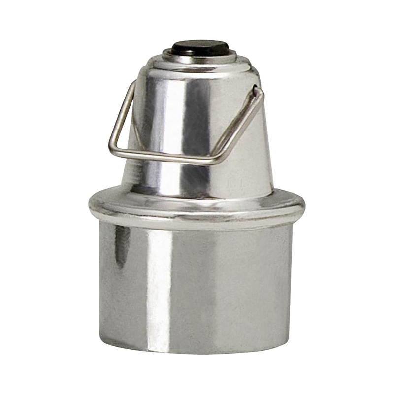 Metal pressure indicator for Presto pressure cookers with a polished silver finish and metal handle, designed for food preservation and canning accessories.