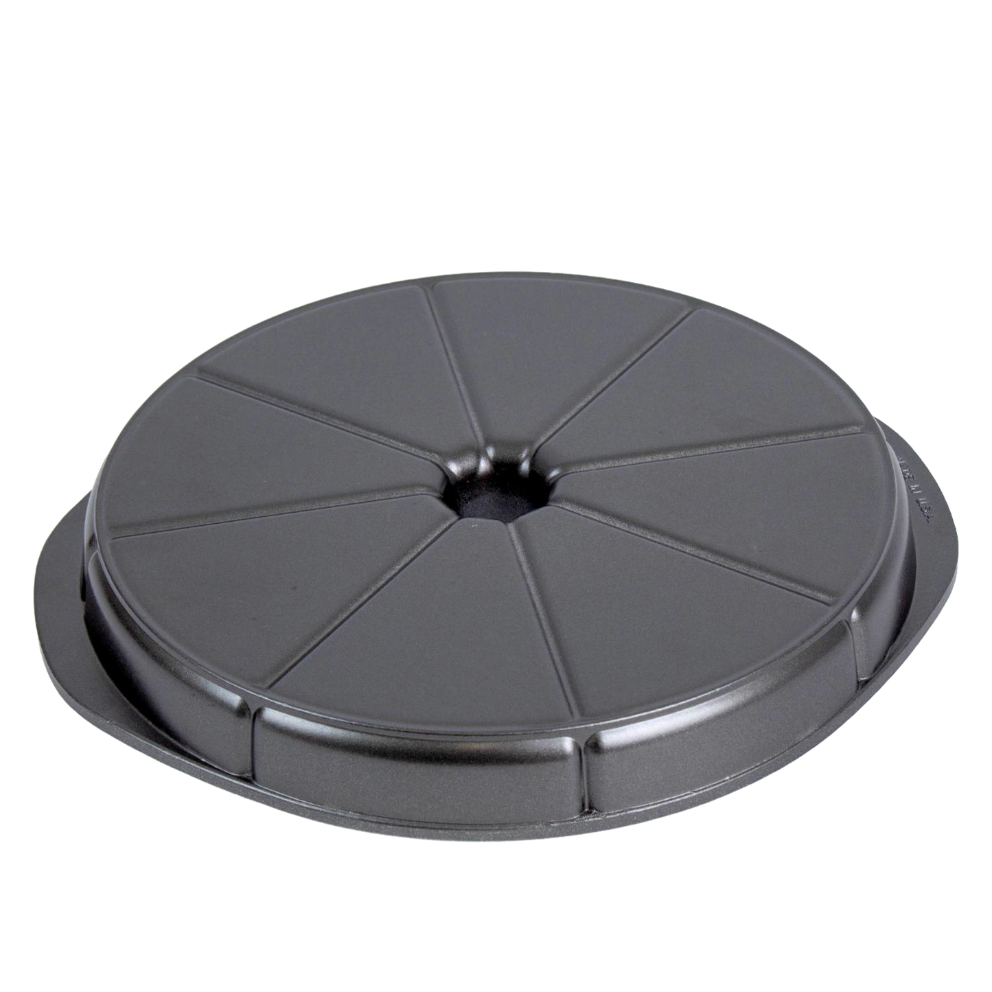 Heavy cast aluminum pan with eight triangular sections and nonstick finish for baking perfect cornbread or scone slices, handcrafted and made in USA, ideal for kitchen and homesteading collections.