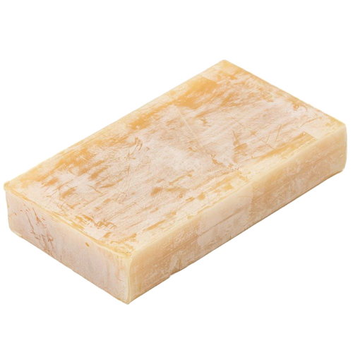 Rectangular block of natural beeswax with a smooth, slightly mottled surface, ideal for handmade candle crafting, featured in Lamps & Lighting and Candlemaking Supplies collections.