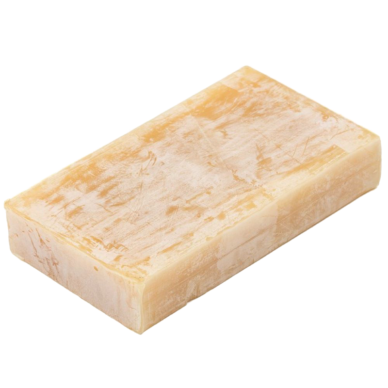 Rectangular block of natural beeswax with a smooth, slightly mottled surface, ideal for handmade candle crafting, featured in Lamps & Lighting and Candlemaking Supplies collections.