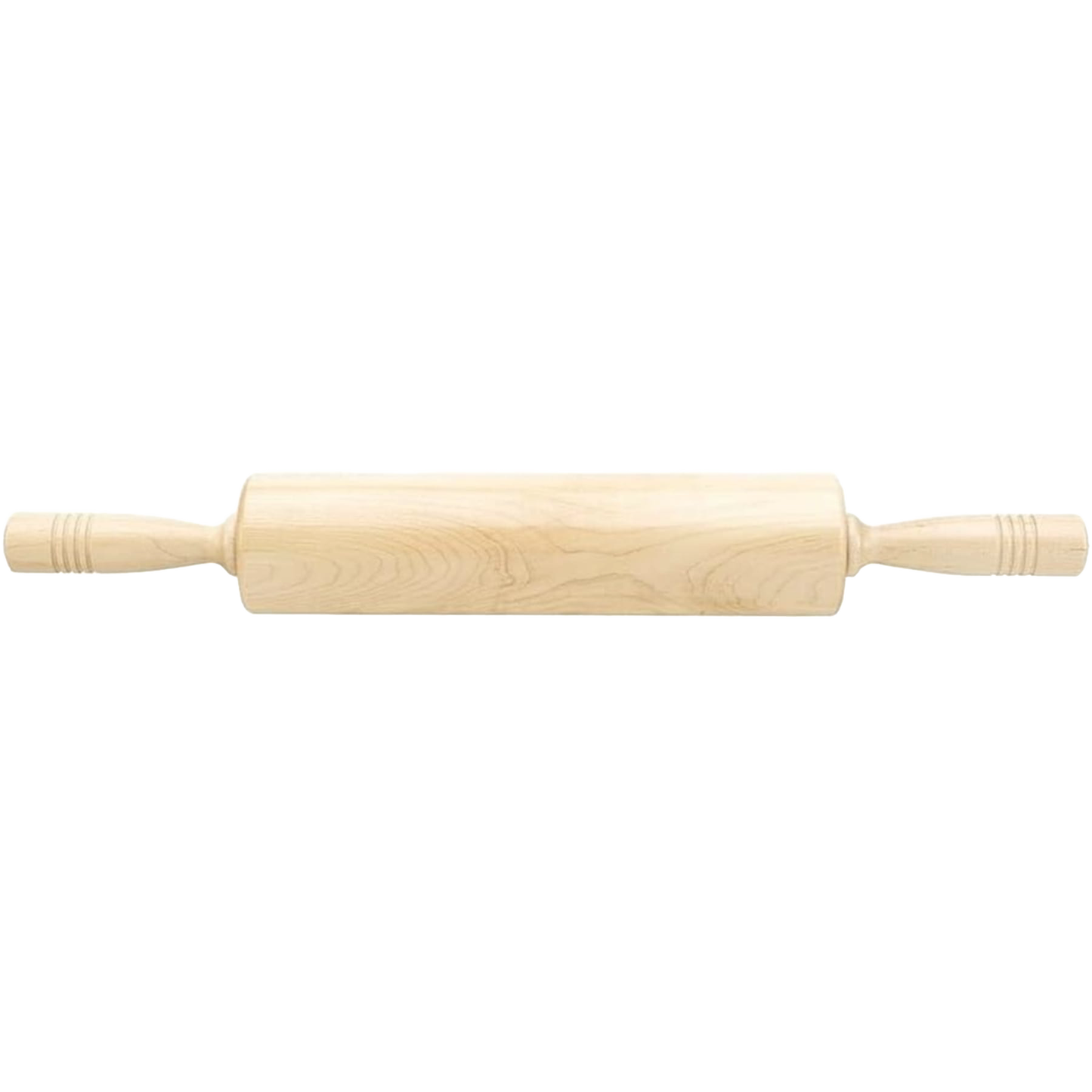 Handcrafted 12-inch solid rock maple rolling pin with extra-long comfortable handles, finished with food-safe lacquer, ideal for Kitchen & Food, Cookware, Baking Supplies, USA Made, and Best Sellers collections.