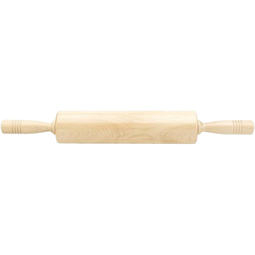 Handcrafted 12-inch solid rock maple rolling pin with extra-long comfortable handles, finished with food-safe lacquer, ideal for Kitchen & Food, Cookware, Baking Supplies, USA Made, and Best Sellers collections.