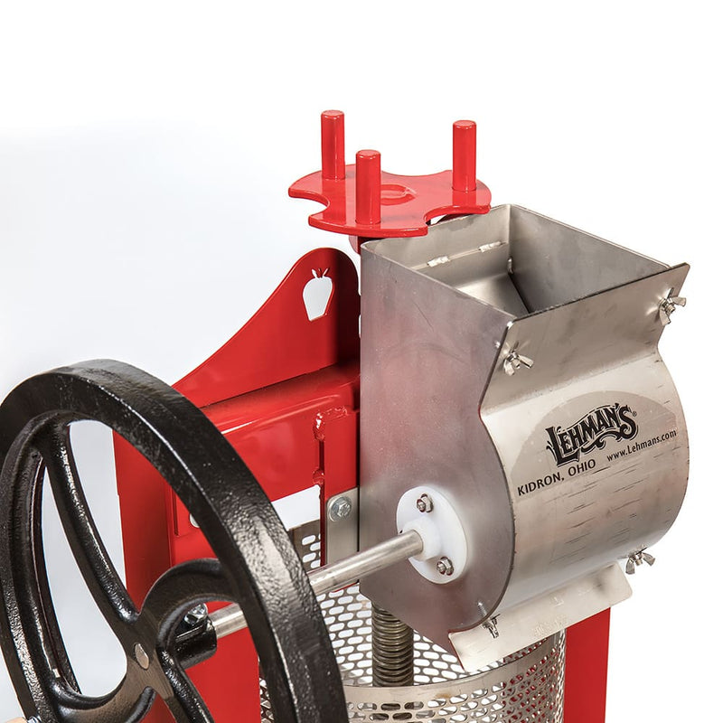 Sturdy stainless steel apple grinder with cast iron flywheel and nylon bearings, designed for efficient apple crushing in Farm, Garden & Tool and Apple Harvest Supplies collections.