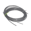 Coiled 19-strand galvanized wire cable with silver vinyl coating, designed to support heavy loads without stretching, ideal for Home & Decor and Laundry Supplies collections.